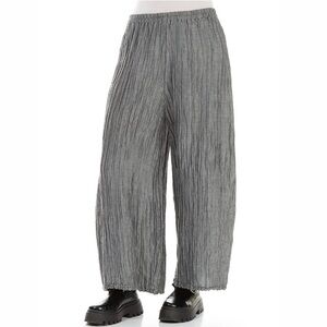 Grizas Wide Leg Crinkled Anthracite Silk Linen Trousers Gray Pants Lagenlook